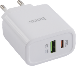 [не везде] Сетевое зарядное устройство Hoco RC5, USB+Type-C, PD+QC3.0, белый