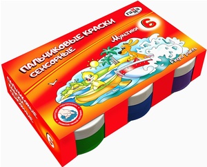 Пальчиковые краски ГАММА 180120215 Мультики сенсорные (6 цветов, 50мл)