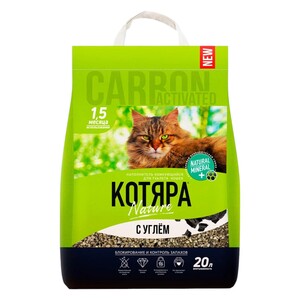 Комкующийся наполнитель Котяра минеральный с углем 8,5 кг, 20 л 