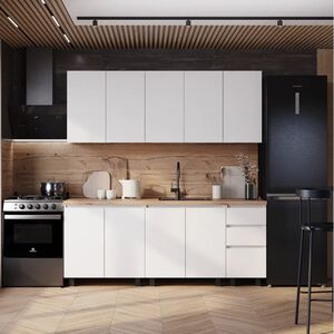 Кухонный гарнитур 2м белый/серый со столешницей 38мм дуб кера