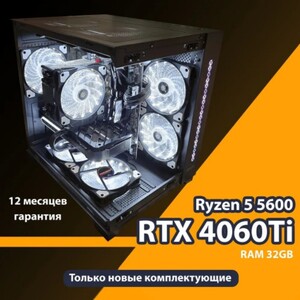 Компьютер Dobr PC, Ryzen 5 5600, RTX 4060 Ti, B550M, RAM 32Gb, SSD 1ТБ