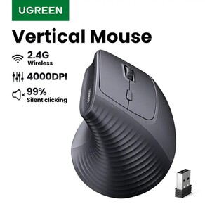 Беспроводная вертикальная мышь UGREEN M571 2.4ГГц черная/розовая