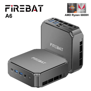 Мини-ПК FIREBAT A6 (AMD Ryzen 7 6800H, RAM 16 ГБ, SSD 512 ГБ, AMD Radeon 680M, Windows 11 Pro)