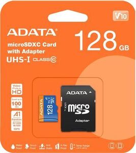 Карта памяти microSDXC UHS-I U1 A-Data Premier Pro 128 ГБ, 85 МБ/с, 10X, Class 10, AUSDX128GUICL10A1-RA1 (с картой OZON)
