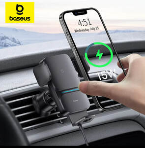 Автомобильный держатель для телефона Baseus с беспроводной зарядкой 15 Вт