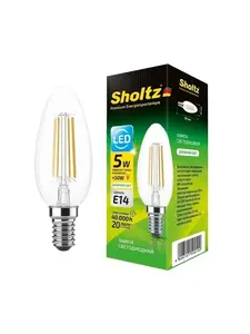 Лампочки светодиодные филаментные SHOLTZ E14, 5 Вт, 4000К, 10 шт. (с Озон картой)