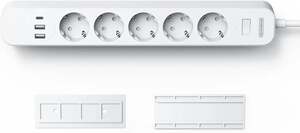 Удлинитель сетевой бытовой NTONPOWER 5 розеток с USB Type-C, настенный с кронштейном, 1.5 м (из-за рубежа)