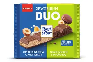 Шоколад RITTER SPORT молочный, ореховый крем с хлопьями и французское пирожное, 2х218 г (с картой OZON)