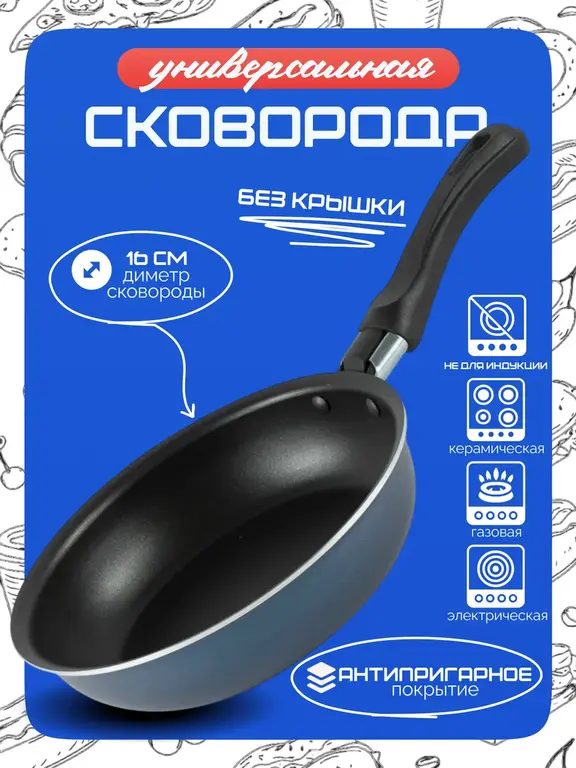 Сковорода антипригарная Калитва 16 см (с ВБ кошельком)