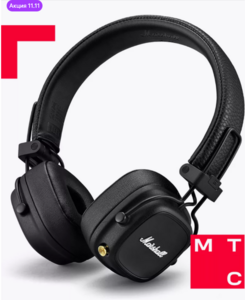 Наушники Marshall Major IV черные/коричневые (с ВБ кошельком) продавец MTS Shop