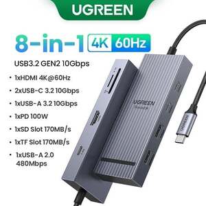Адаптер UGREEN USB-C HUB 4K HDMI 8 в 1