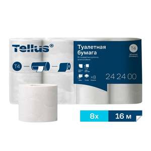 Туалетная бумага Tellus TORK Комфорт T4, 8 рулонов, 3-слойная, белая с тиснением, 242400 (с Я.Пэй/Альфой, зависит от аккаунта)