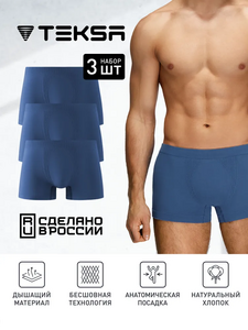Комплект мужских трусов боксеры TEKSA, 3 шт (с бонусами продавца, с картой OZON)