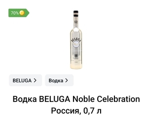 Водка Beluga Noble Celebration 0.7 л (+ возврат 70%)