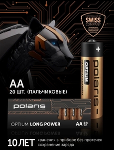 Батарейки щелочные пальчиковые Polaris PB AA 20шт OPTIUM, 1.5 B, 2700 mAh