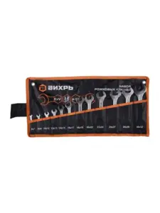 Набор рожковых ключей Вихрь 12 шт. 6 - 32, в чехле (с ВБ кошельком)