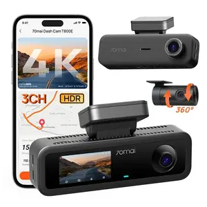 Видеорегистратор 70mai 4K T800E, 3-х канальный, 2 камеры, gps, суперконденсатор, в комплекте с флешкой и Hardware Kit. Wi-fi 6