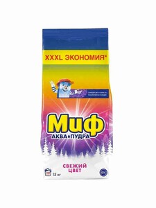 Порошок стиральный Автомат Миф Свежий цвет, 100 стирок, 15 кг